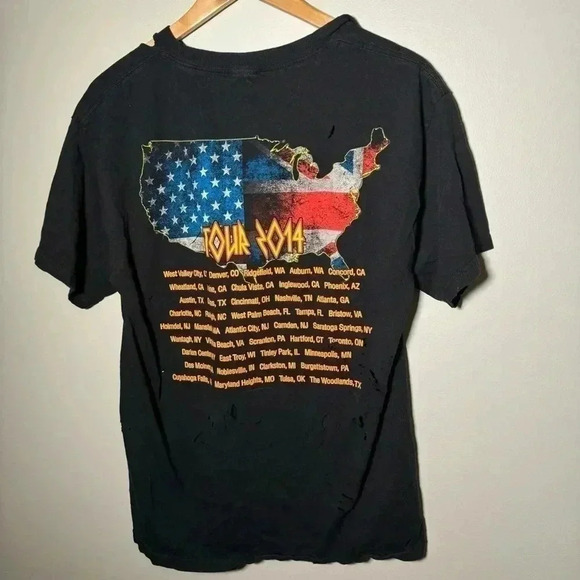 Def leppard band  tee 2014 tour distressed L - Picture 6 of 7